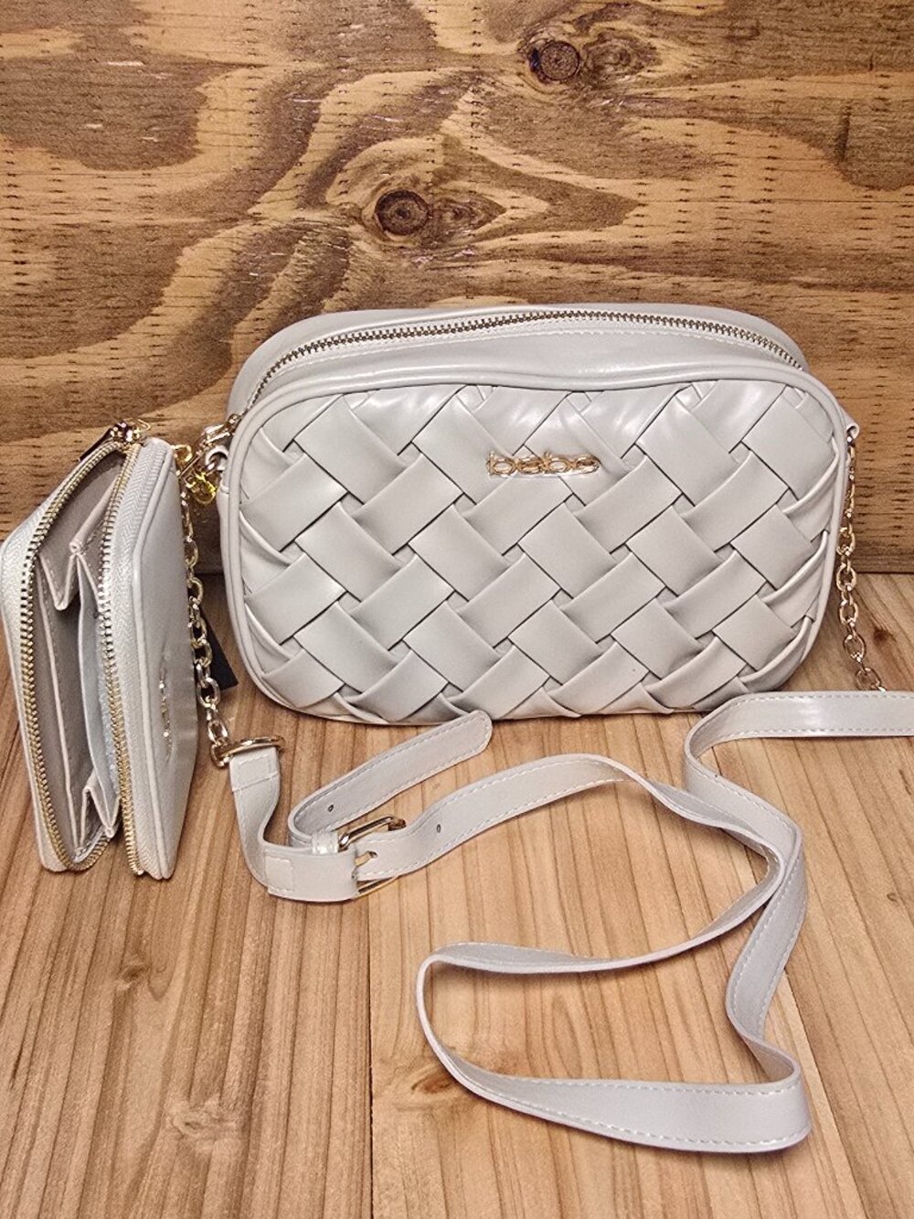 Brand New- Bebe crossbody Camera Bag Style Purse with Matching Wallet